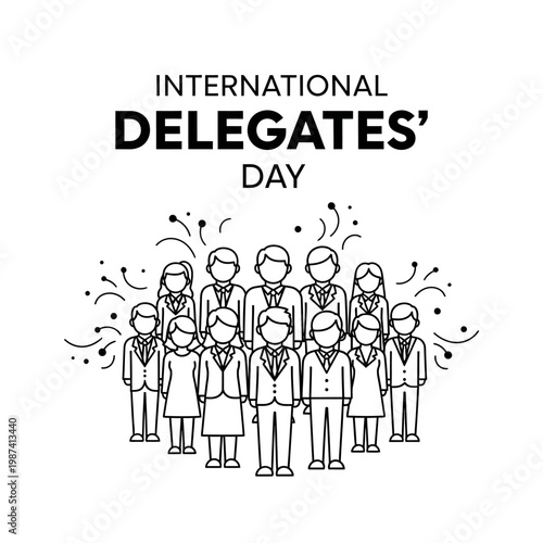 International delegates day a line art illustration of people gathered