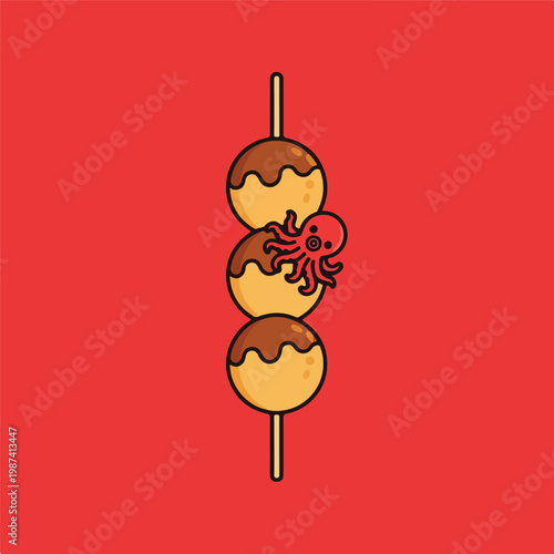 Takoyaki with Octopus on a Stick.