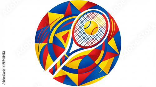 Tennis Racket and Ball Illustration.
