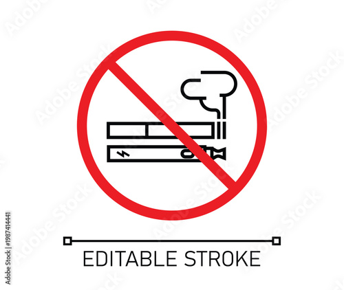 No Vape No Cigarette No Smoking Editable Stroke Icon
