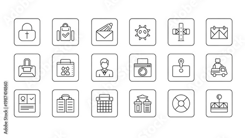 Black Silhouette Vector Digital Icons Set.   Versatile icons, artfully designed in a clean, contemporary outline style, offering visual cues.
