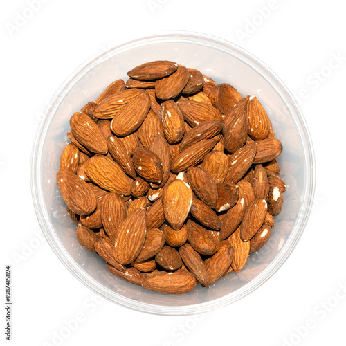 Almonds and peeled nuts.Almonds are edible seed kernels or the seeds of the plant of the same name from the Almond subgenus of the Plum genus.Almonds are common.