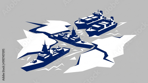 Large Container Ships Sailing Together.