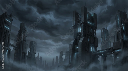 Dark Gothic Castle Architecture Details.