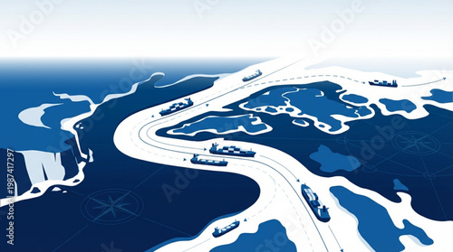 Iceberg Melting in Ocean Water.