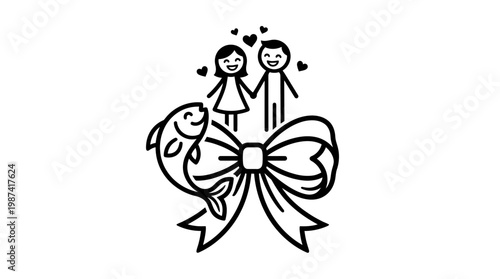 Couple Fishing Love Symbol