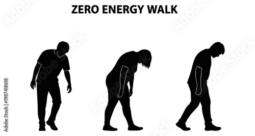 Silhouettes of people walking with zero energy during daytime