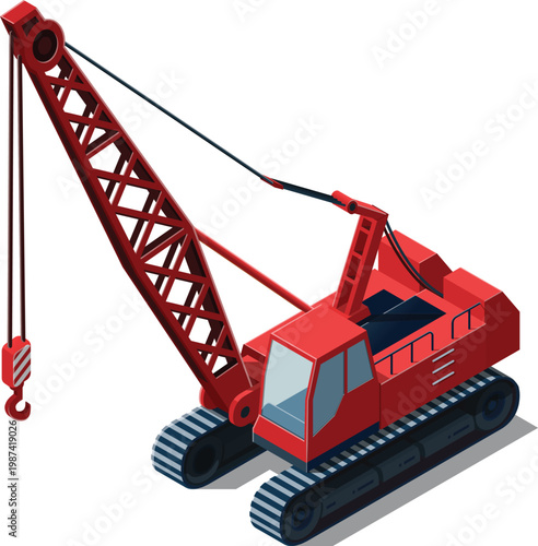 Crawler crane construction vehicle illustration