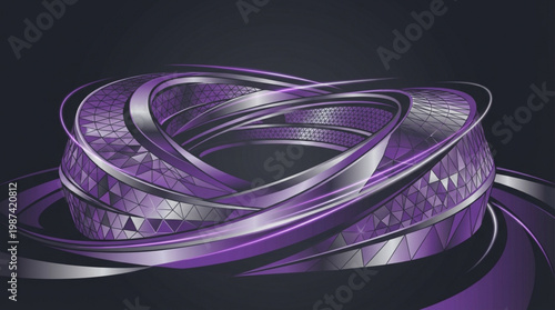 Purple metallic coil close up view.