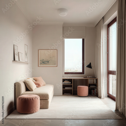 minimalist children room beautifully decorated for holidays featuring sleek christmas tree adorned with delicate