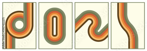 retro Abstract 1970's background vintage 70s style stripes background poster lines. shapes vector design graphic 1970s retro background. abstract stylish 70s era line frame illustration