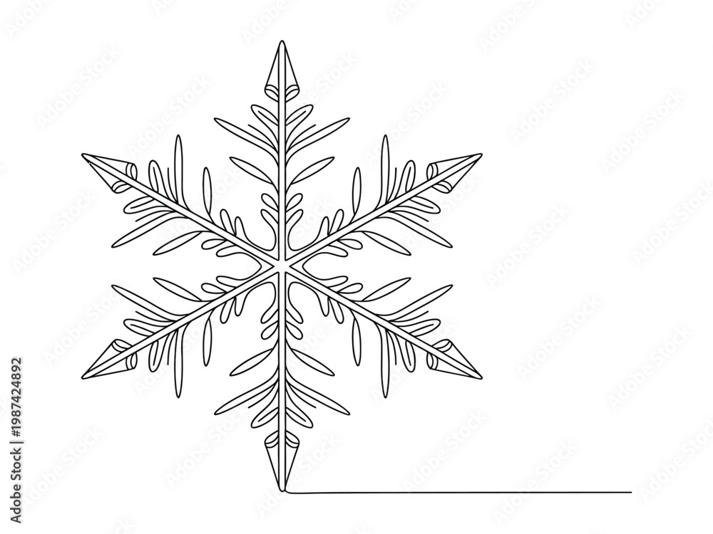 Fototapeta premium Elegant snowflake design with intricate patterns and symmetrical shape on white background for winter and Christmas concepts seasonal decorative element