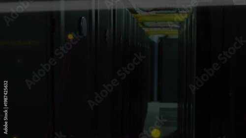 On pulse overlays appearing aisle still pulsing lights scanline passing showing encryption