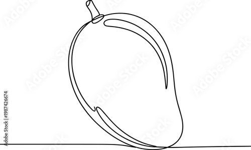 Single Line Mango Fruit Icon Vector Illustration Minimalist Drawing on White Background