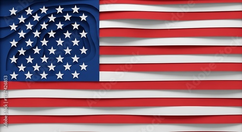 Waving American Flag Closeup Patriotic USA Background