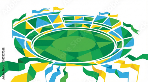 Brazilian Soccer Stadium Green Field.