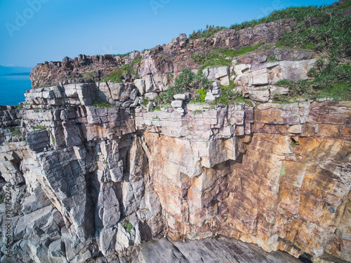 Wallpaper Mural Aerial View of Longdong Bay Cape - Northeast and Yilan Coast National Scenic Area. Coast landscape birds eye view use the drone, shot in Gongliao District, New Taipei, Taiwan. Torontodigital.ca