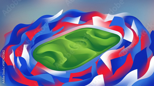 Rugby Stadium Green Field Closeup.