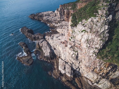 Wallpaper Mural Aerial View of Longdong Bay Cape - Northeast and Yilan Coast National Scenic Area. Coast landscape birds eye view use the drone, shot in Gongliao District, New Taipei, Taiwan. Torontodigital.ca