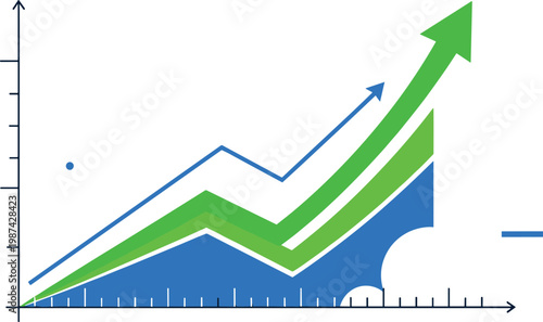 A graph showing an upward trend on transparent background