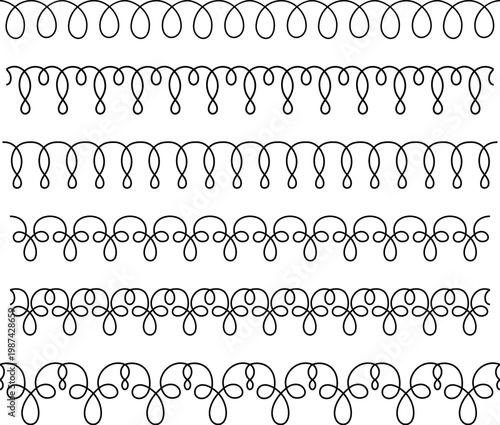 Calligraphic black seamless brushes. Pen drawing. Pattern brushes are included. 