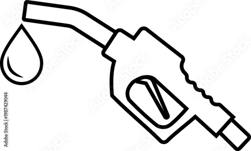 Fuel nozzle icon petrol pump nozzle, gasoline dispenser, diesel filler gun symbols in black flat and line style vector, energy station equipment icon pack