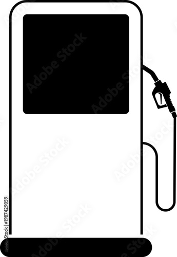 Fuel pump icon petrol gasoline diesel dispenser symbols, refueling station equipment icons, black silhouette and outline line style vector illustration for energy transport