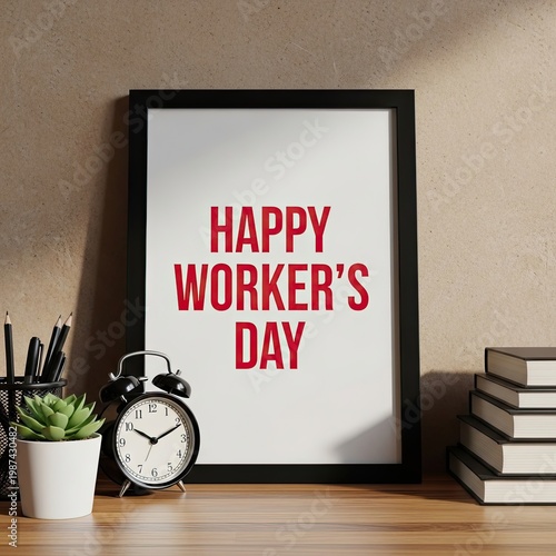 Happy worker's day celebration a festive wall art display