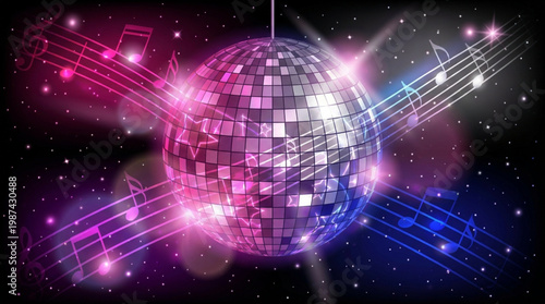 Disco Ball Shining Brightly With Lights.