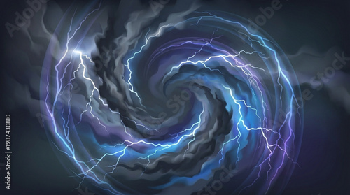 Electric blue swirling stormy weather phenomenon.