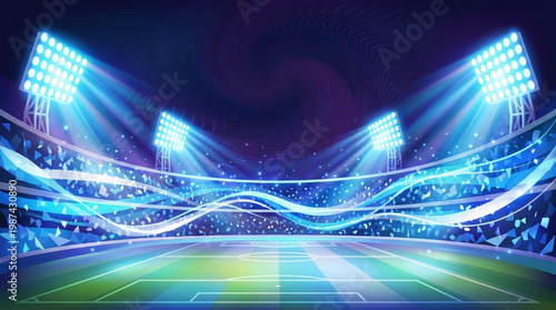 Illuminated Stadium Sports Field Lights.