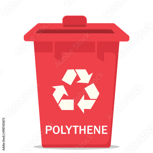 Red Recycling Bin Polythene Waste Icon Isolated on Transparent Background
