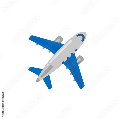"Blue and Gray Cartoon Airplane Icon - Aviation Travel Symbol"