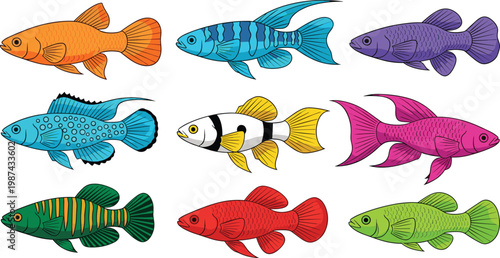 Colorful Bat Collection with Various Exotic Species Including Flying Fox and Fruit Bats Isolated on White