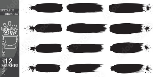 Editable Brush Strokes, Brushes, Digital Painting Tools, Graphic Design Elements