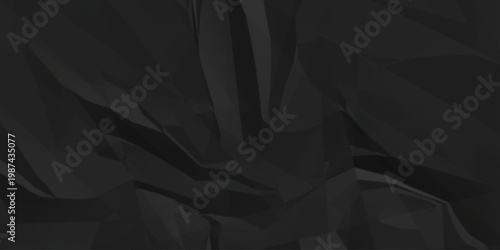 Abstract black parchment wrapping crumpled paper texture. creased page wrinkle retro rough distressed damage paper texture background.