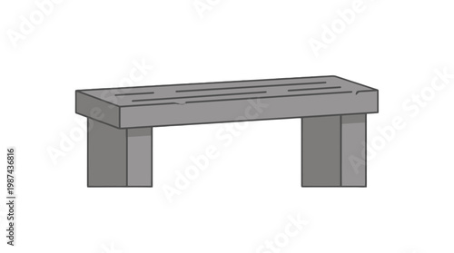 Simple grey stone bench illustration isolated on white background.