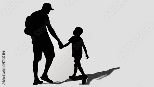 Adult holding hands with a child walking outdoors
