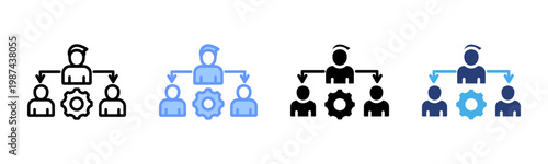 Delegation icon set multiple style collection