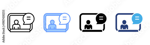 Virtual Meeting icon set multiple style collection
