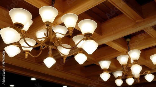 Four light bulbs hang from a wooden beam in a ceiling, casting warm light in an indoor area for brightening the space
