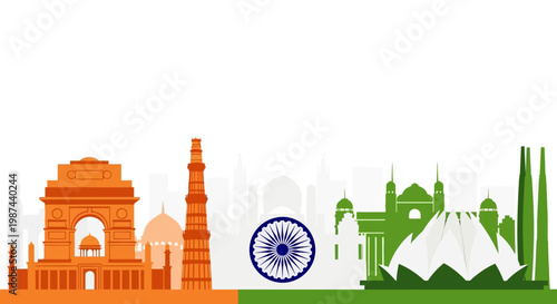 Indian iconic landmarks and national symbol.