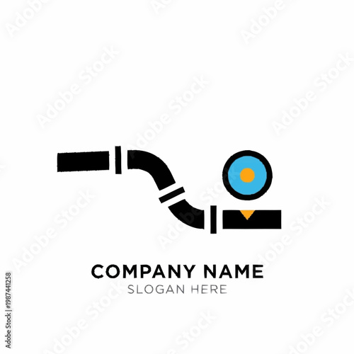 Black Pipe with Blue Circle Logo.