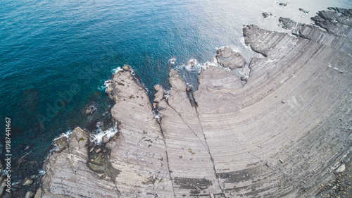 Wallpaper Mural Aerial View of Lailai Coast Geological Area - Northeast and Yilan Coast National Scenic Area. Coast landscape birds eye top view use the drone, shot in Gongliao District, New Taipei, Taiwan. Torontodigital.ca