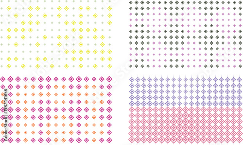 Vibrant geometric patterns with colorful diamond shapes