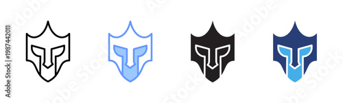 Spartan Helmet icon set multiple style collection