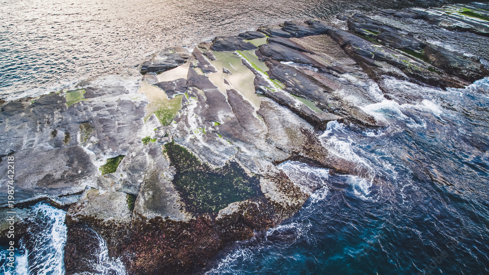 custom made wallpaper toronto digitalAerial View of Lailai Coast Geological Area - Northeast and Yilan Coast National Scenic Area. Coast landscape birds eye top view use the drone, shot in Gongliao District, New Taipei, Taiwan.
