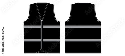 Racerback Tank Top Front and Back View Black Apparel Template Vector