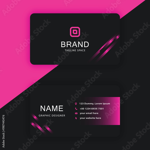 Modern business card design template with pink accents and sleek layout for professionals and entrepreneurs
