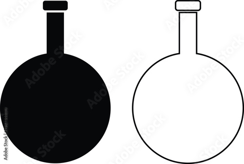 Water bottle icon set collection drink bottle flask thermos canteen container vector pack, beverage hydration plastic reusable icons, flat and line style black icons isolated on transparent background